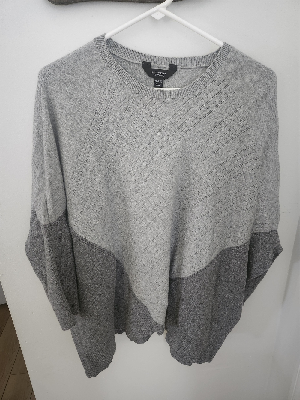 Vera Wang Two-Tone Gray Crewneck Sweater